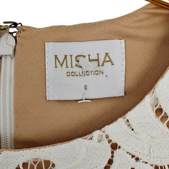 Misha Collection Rosie Lace Overlay Sheath Dress Size Small Ivory & Nude Stretch - Picture 10 of 14